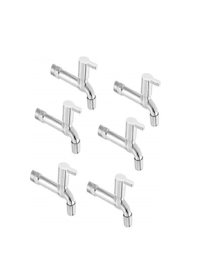 JAGGER صنابير جاغر JLT01 مارك المصنوعة من الفولاذ المقاوم للصدأ ذات الجسم الطويل للحمامات والمطابخ، مطلية بالكروم، مزودة بتركيب ربع دورة (شفة جدارية وشريط تفلون)، مجموعة من (6). - Image 1